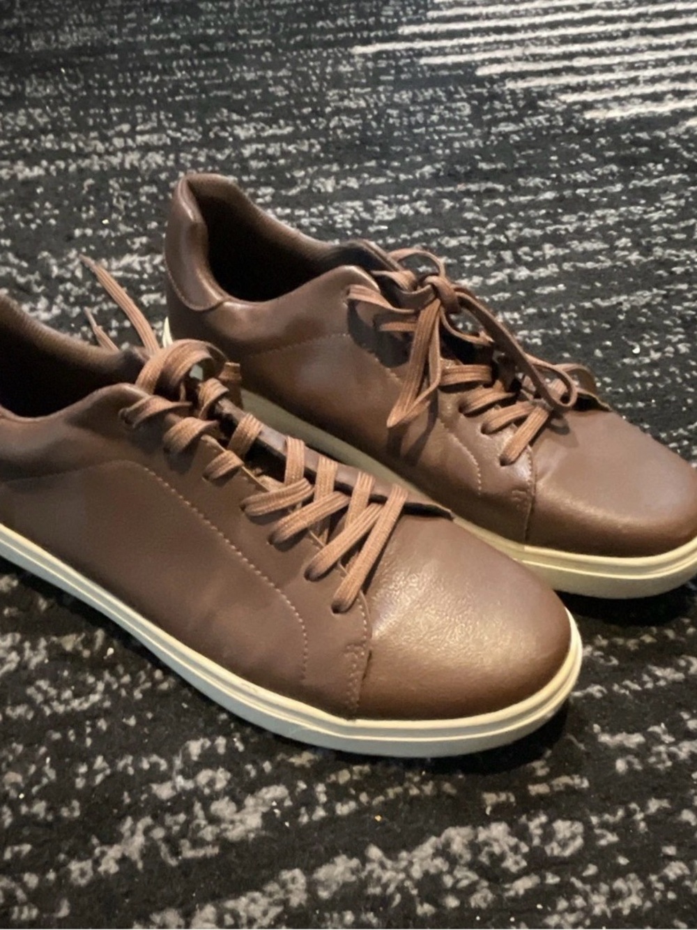 Perry Ellis Brown Leather Low-Top Sneakers